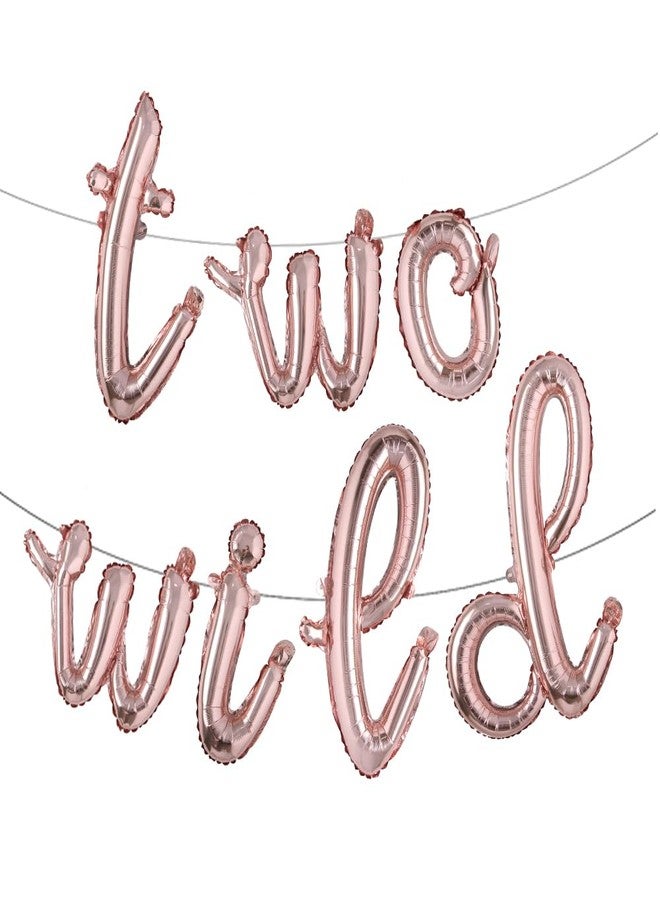 RUIANSI 16 inch Multicolor Two Wild Balloons Banner for Boys Girls 2nd Birthday Jungle Safari Theme baby shower Party Supplies Decorations (L TWO WILD Rose Gold) - Image 1